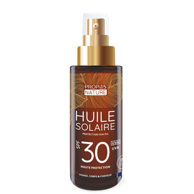 Huile Solaire Naturelle SPF30 – Haute Protection Visage Corps Cheveux | 100 ml