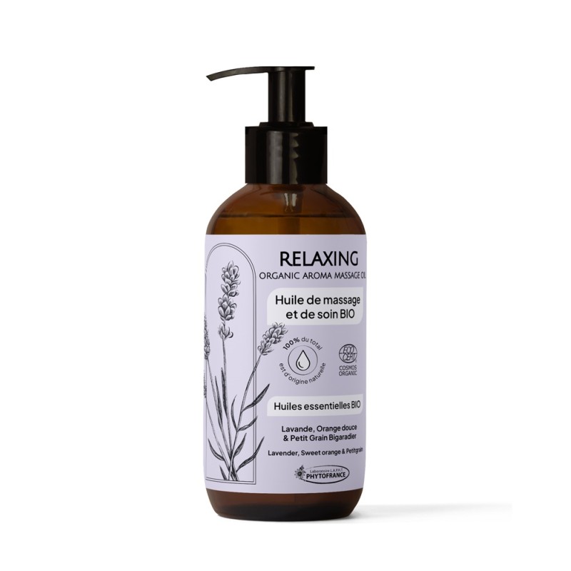 Huile de Massage Relaxing - Lavande, Orange douce, Petitgrain - 250 ml