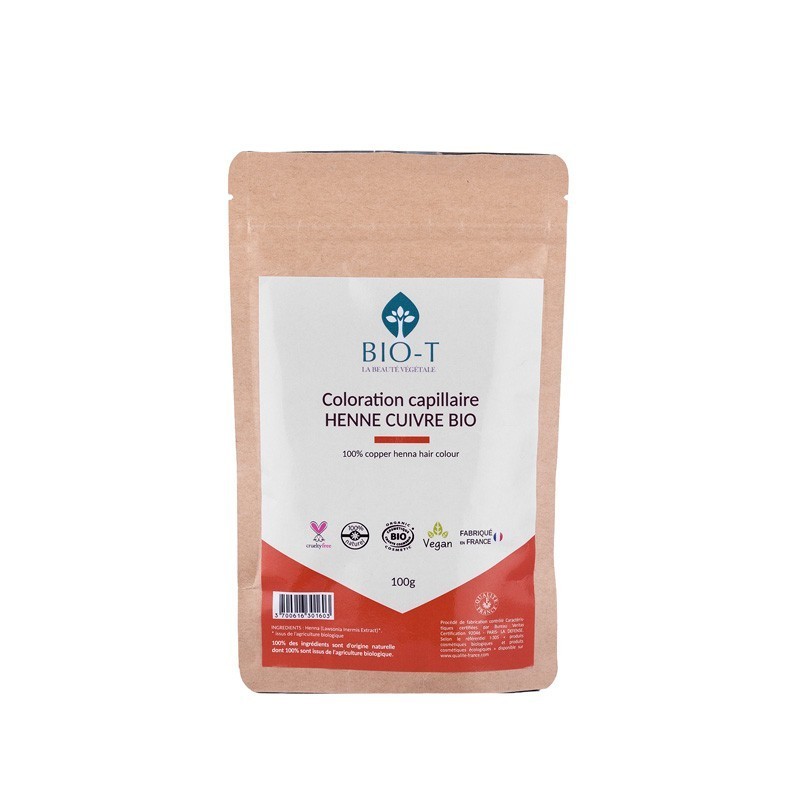 Henné Naturel Cuivré BIO - BIO-T | Coloration végétale cheveux - 100 g