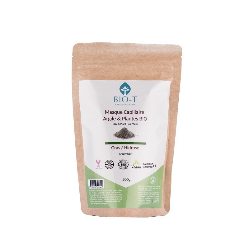 Masque Cheveux Gras Bio-T – Argile & Plantes ayurvédiques 200 g