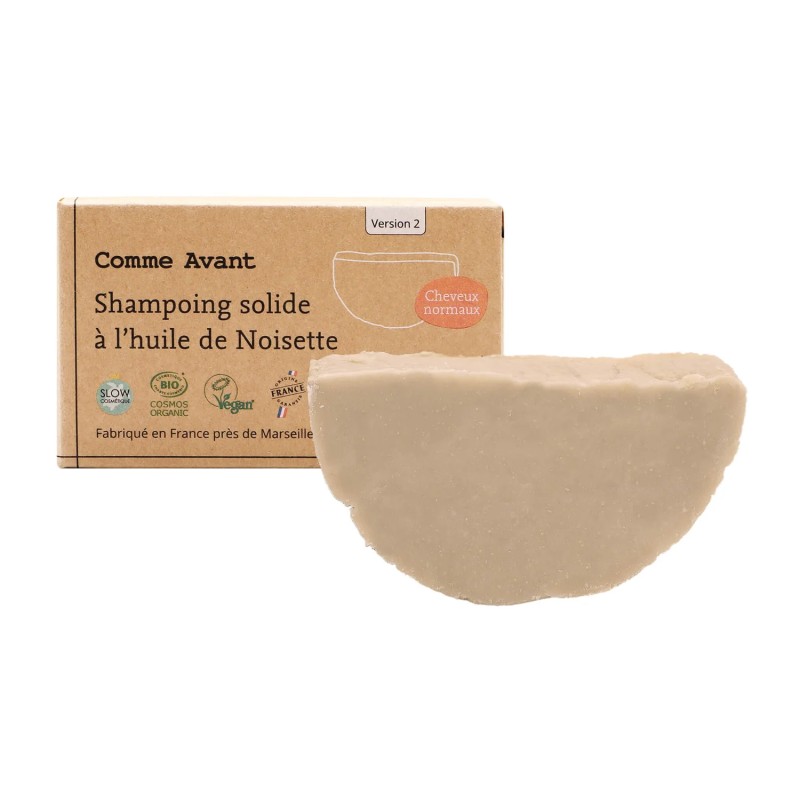 Shampoing Solide Cheveux Normaux Bio - Huile de Noisette - Comme Avant - Utilisable chez les touts petits