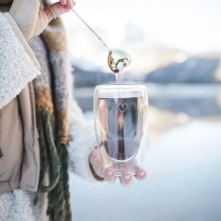Pince à thé cœur dorée - Infuseur à tisane en acier inoxydable pour tisane en vrac