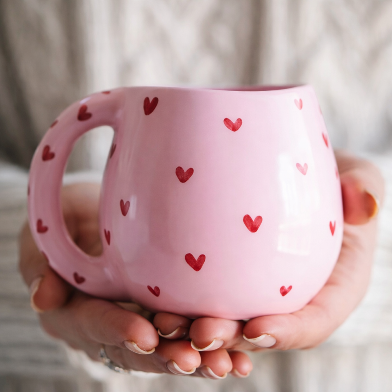Mug Esmée  – Mug rose cœur en céramique fait main au Portugal