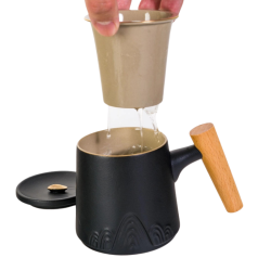 Tasse infusion bleu marine avec filtre intégré – mug thé design Montagne Marine