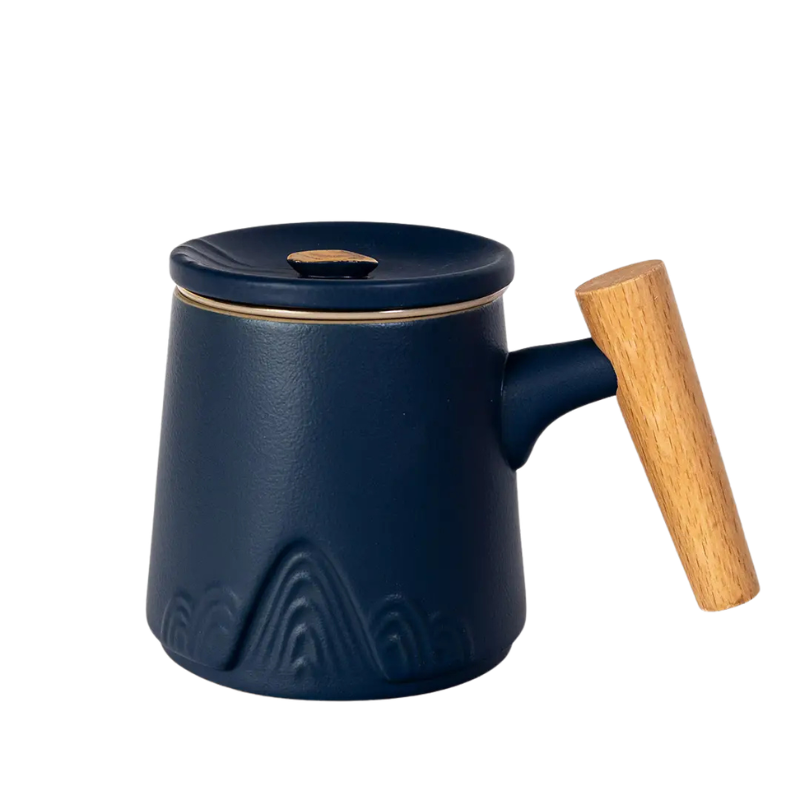 Tasse à infusion avec filtre intégré - Mug en porcelaine Montagne Marine (350 ml)