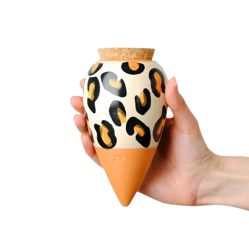 Olla Léopard en terre cuite – Arrosage autonome naturel pour plantes