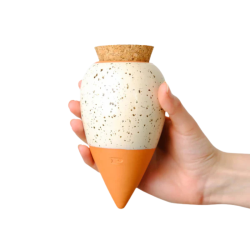 Olla hydratante Blanc grainé en terre cuite - Arrosage autonome naturel pour plantes en pot