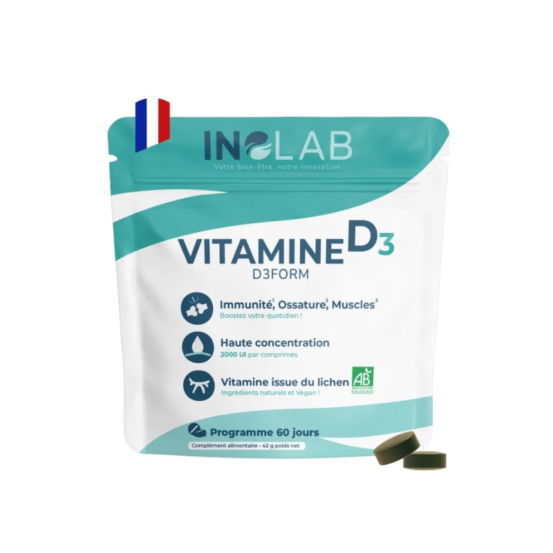 Vitamine D3 vegan issue du lichen bio 60 comprimés