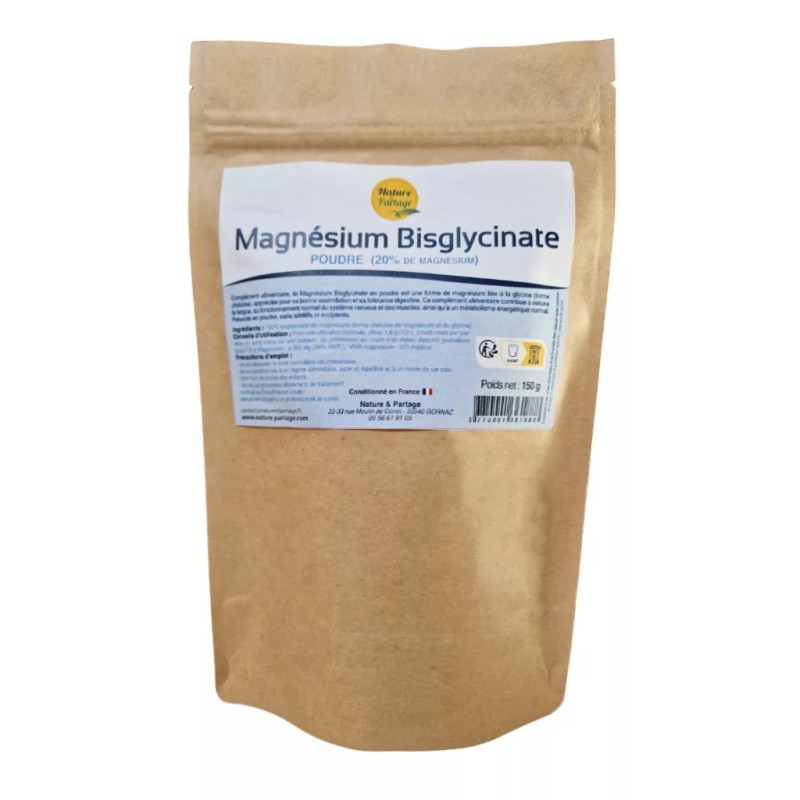 Magnésium bisglycinate en poudre 150 g - Haute assimilation