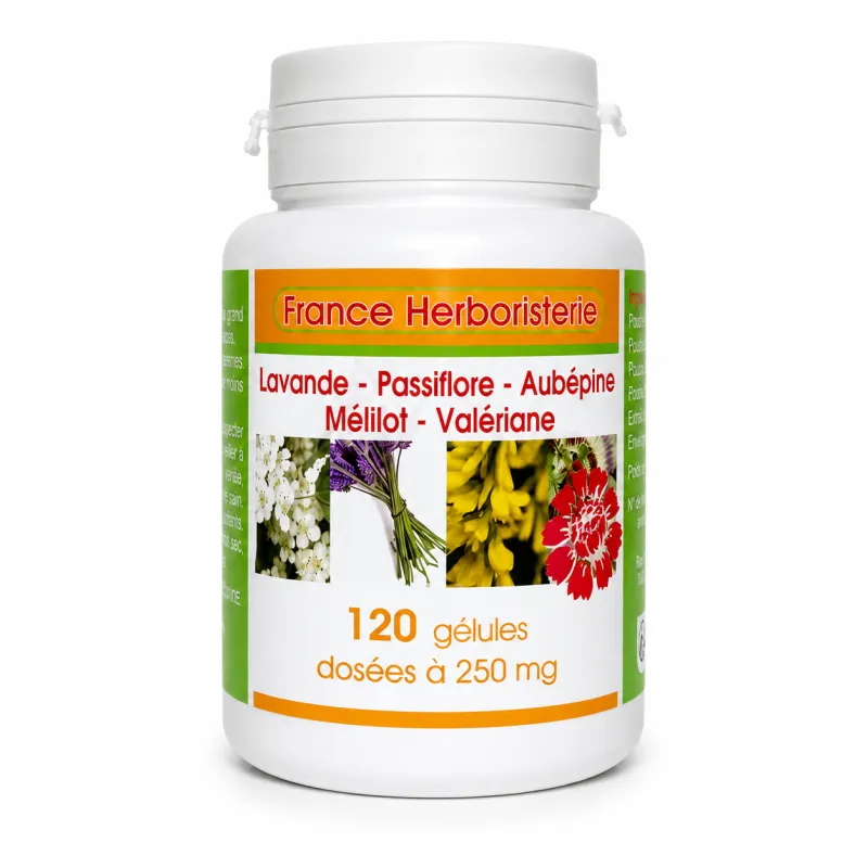 Entspannungskomplex 120 Kapseln mit einer Dosierung von 260 mg. - France Herboristerie