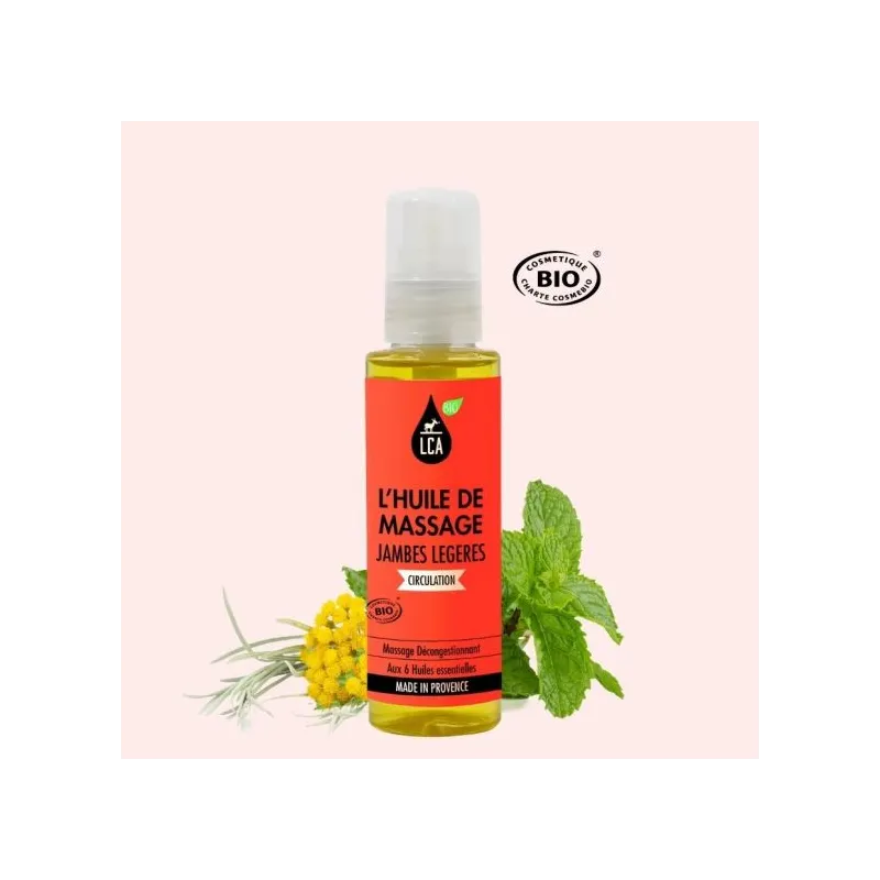 Huile de Massage Jambes Légères aux huiles essentielles - LCA Aromathérapie