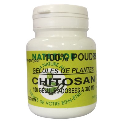 CHITOSAN GELS 100 Kapseln mit einer Dosierung von 300 mg reinem Pulver.