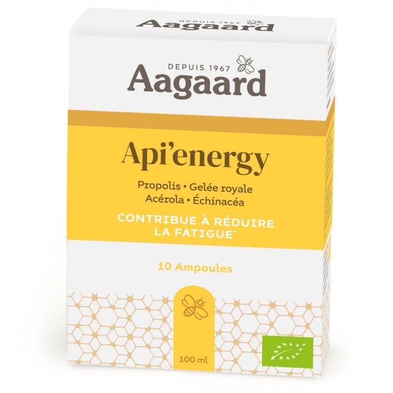Api Energy 10 ampoules Propolis, Gélée Royale, Acérola, Echinacea - Aagaard