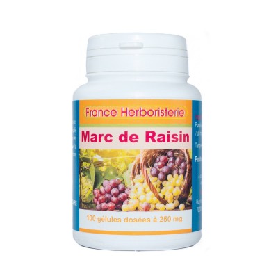 GELULES MARC DE RAISIN 100 gélules dosées à 250 mg.