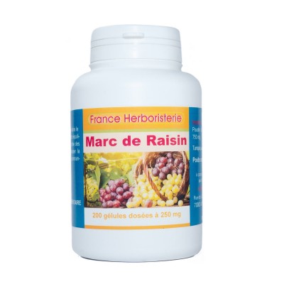 MARC DE RAISIN GELES 200 Kapseln mit einer Dosierung von 250 mg reinem Pulver.
