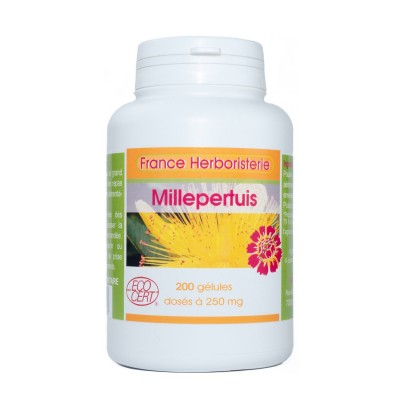 MILLEPERTUIS Pflanze 200 Kapseln mit einer Dosierung von 250 mg.