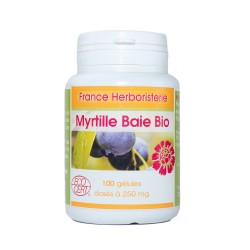 GELULES MYRTILLE BAIE 100 gélules dosées à 250 mg.