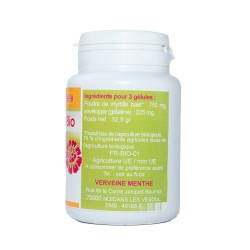 MYRTILLE BAIE GELES 100 Kapseln mit einer Dosierung von 250 mg.
