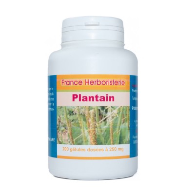 PLANTAIN GELS 200 Kapseln mit einer Dosierung von 250 mg reinem Pulver.