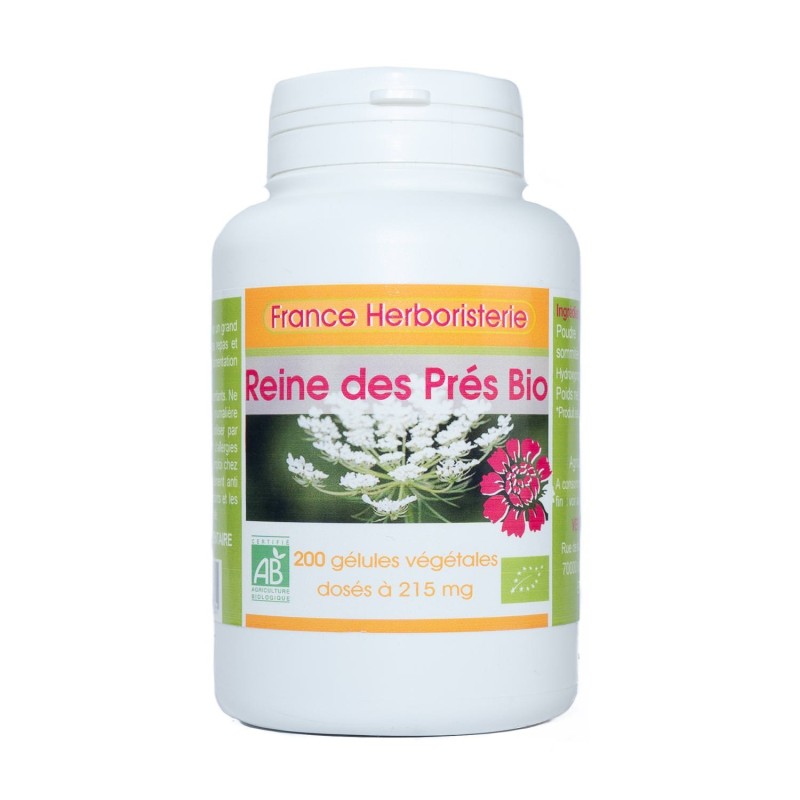 200 gélules REINE DES PRES BIO AB dosées à 215 mg.