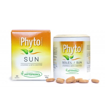 Phyto Soleil, die Haut auf die Bräunung vorbereiten - Lycopen & Beta-Carotin - 50 Tabletten Phytofrance