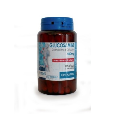 Gélules de Glucosamine Chondroïtine & Collagène - Pot de 120 gélules dosées à 500mg