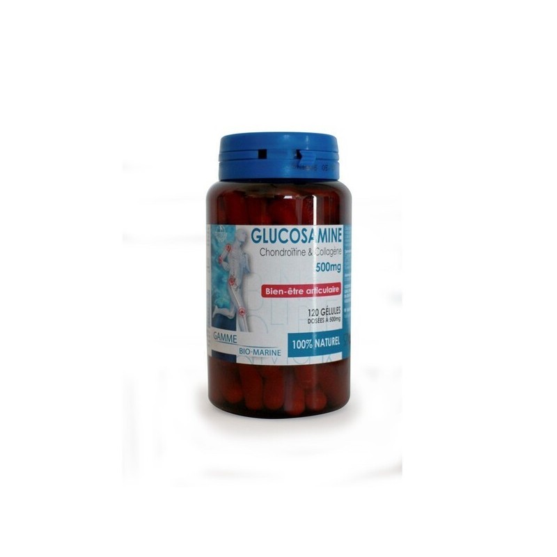 Gélules de Glucosamine Chondroïtine & Collagène - Pot de 120 gélules dosées à 500mg