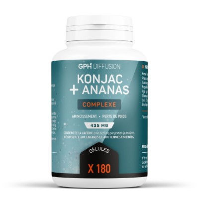 Gélules KONJAC + ANANAS dosées à 435mg - Pot de 180 gélules