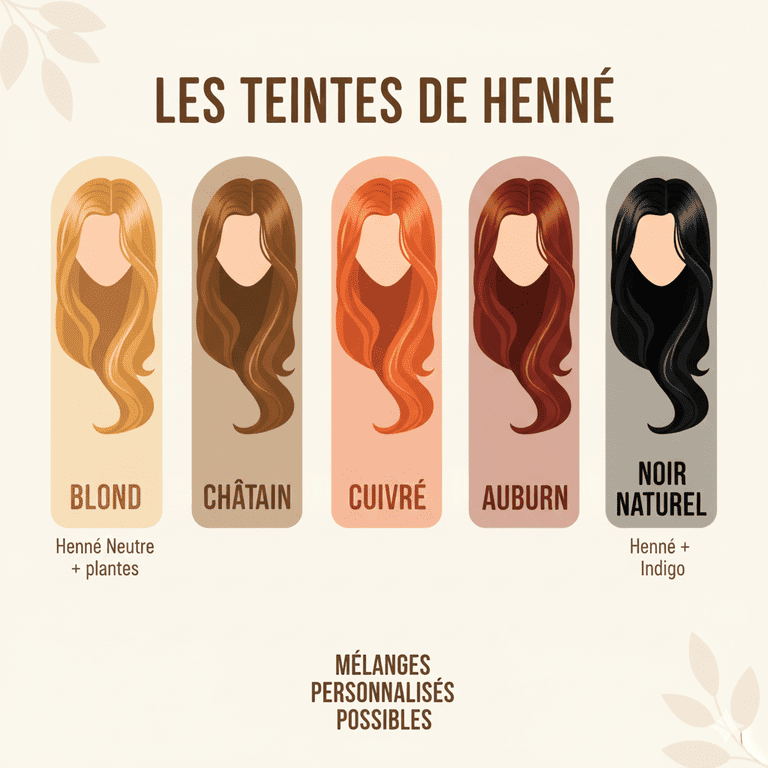 différentes teintes de hennés